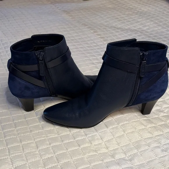 Cole Haan Grand OS Signature Suede & Leather Navy Ankle Boots - Picture 8 of 15